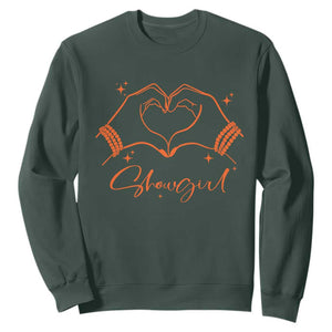Heart Hands Showgirl Sweatshirt Girl Vintage 70's 80's Trendy Apparel TS10 Dark Forest Green Print Your Wear
