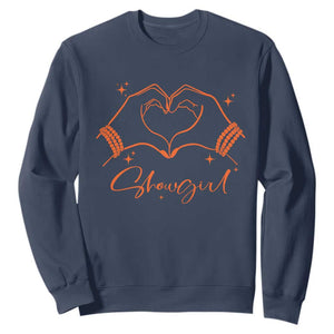 Heart Hands Showgirl Sweatshirt Girl Vintage 70's 80's Trendy Apparel TS10 Navy Print Your Wear