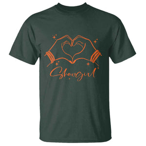 Heart Hands Showgirl T Shirt Girl Vintage 70's 80's Trendy Apparel TS10 Dark Forest Green Print Your Wear