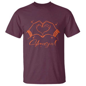 Heart Hands Showgirl T Shirt Girl Vintage 70's 80's Trendy Apparel TS10 Maroon Print Your Wear