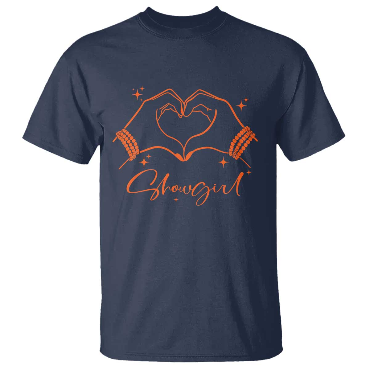 Heart Hands Showgirl T Shirt Girl Vintage 70's 80's Trendy Apparel TS10 Navy Print Your Wear