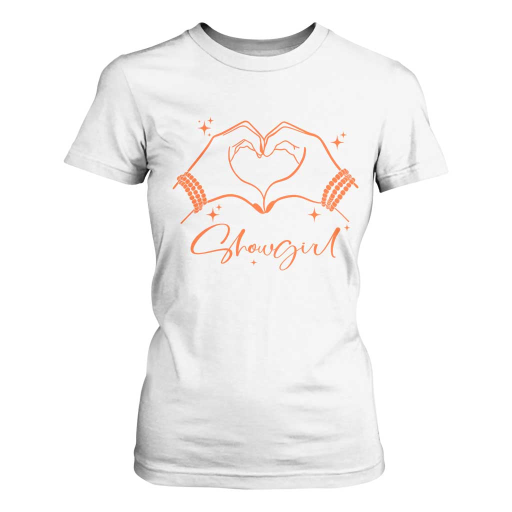 Heart Hands Showgirl T Shirt For Women Girl Vintage 70's 80's Trendy Apparel TS10 White Print Your Wear