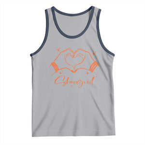 Heart Hands Showgirl Tank Top Girl Vintage 70's 80's Trendy Apparel TS10 Athletic Heather Navy Print Your Wear