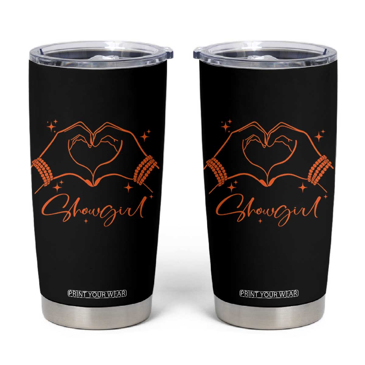 Heart Hands Showgirl Tumbler Cup Girl Vintage 70's 80's Trendy Apparel TS10 Black Print Your Wear