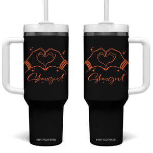 Heart Hands Showgirl Tumbler With Handle Girl Vintage 70's 80's Trendy Apparel TS10 One Size: 40 oz Black Print Your Wear