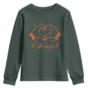 Heart Hands Showgirl Youth Sweatshirt Girl Vintage 70's 80's Trendy Apparel TS10 Dark Forest Green Print Your Wear