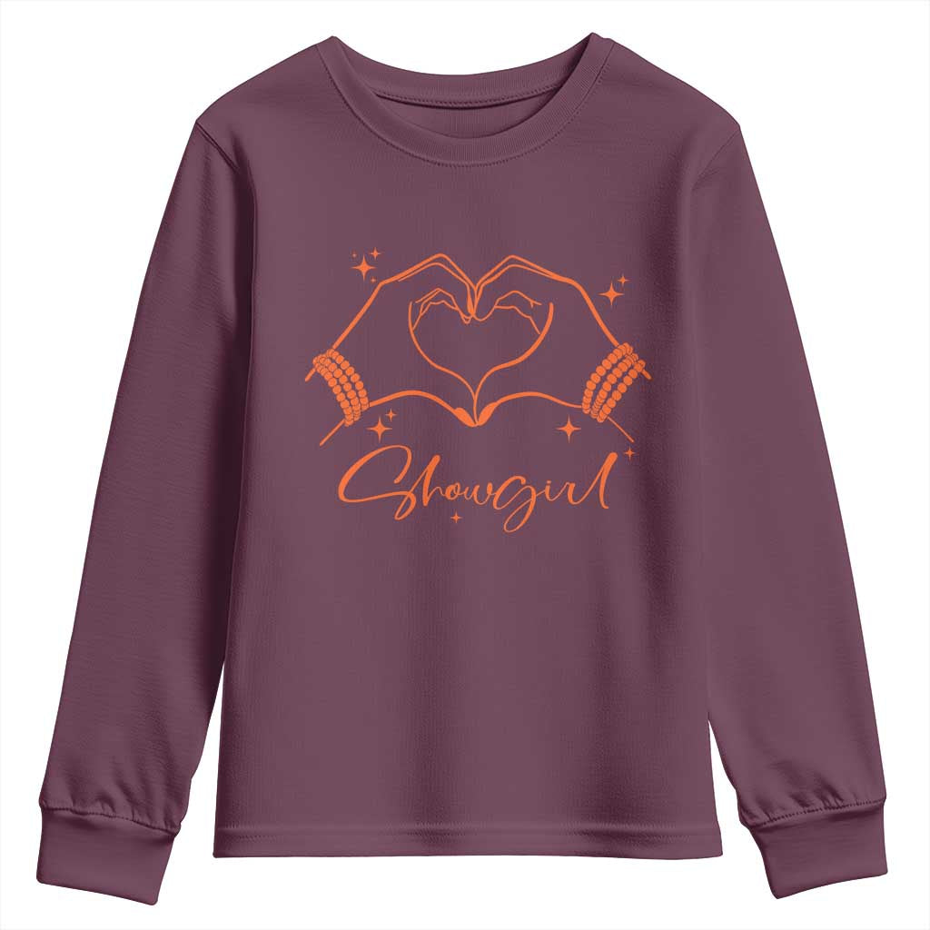 Heart Hands Showgirl Youth Sweatshirt Girl Vintage 70's 80's Trendy Apparel TS10 Maroon Print Your Wear