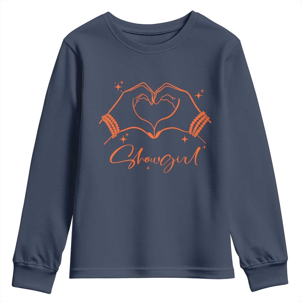 Heart Hands Showgirl Youth Sweatshirt Girl Vintage 70's 80's Trendy Apparel TS10 Navy Print Your Wear