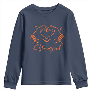 Heart Hands Showgirl Youth Sweatshirt Girl Vintage 70's 80's Trendy Apparel TS10 Navy Print Your Wear