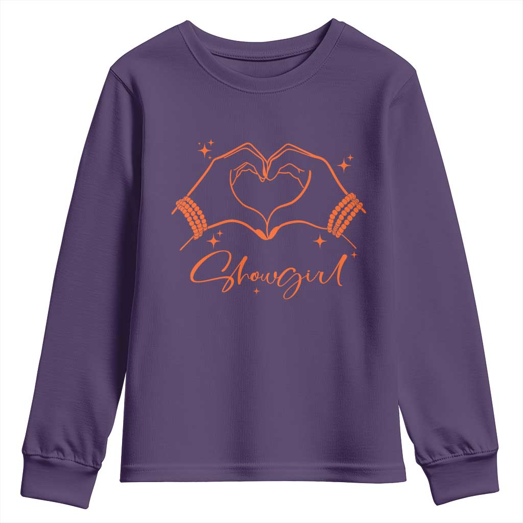 Heart Hands Showgirl Youth Sweatshirt Girl Vintage 70's 80's Trendy Apparel TS10 Purple Print Your Wear