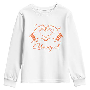 Heart Hands Showgirl Youth Sweatshirt Girl Vintage 70's 80's Trendy Apparel TS10 White Print Your Wear