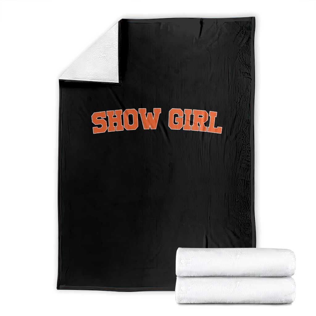 Showgirl Throw Blanket Retro Vintage Varsity Sports Orange Text TS10 Black Print Your Wear
