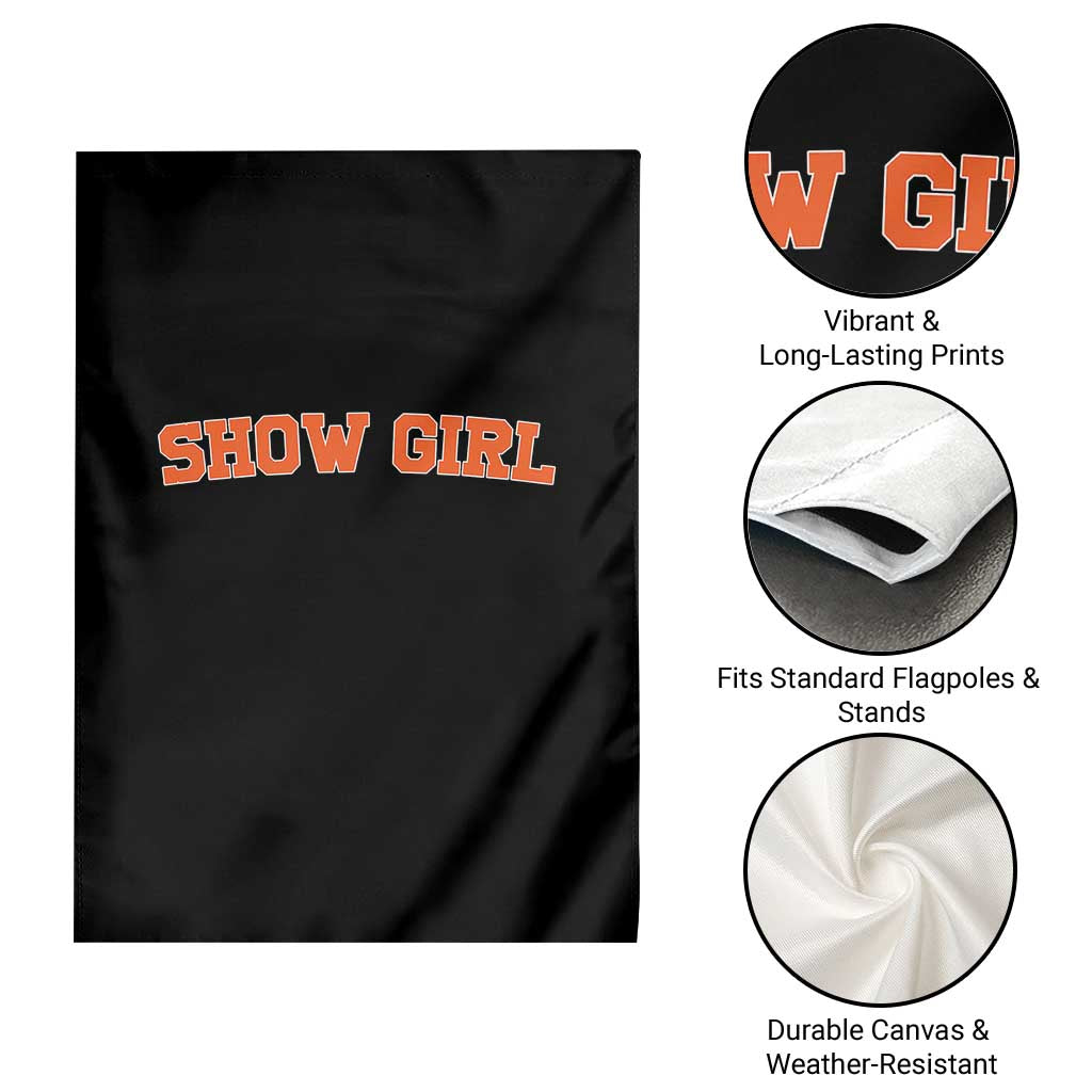 Showgirl Garden Flag Retro Vintage Varsity Sports Orange Text TS10 Print Your Wear