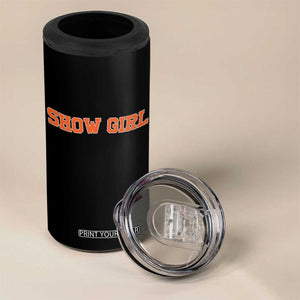 Showgirl 4 in 1 Can Cooler Tumbler Retro Vintage Varsity Sports Orange Text TS10 Print Your Wear
