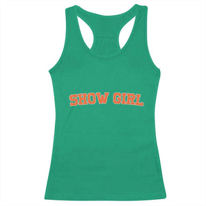 Showgirl Racerback Tank Top Retro Vintage Varsity Sports Orange Text TS10 Irish Green Print Your Wear