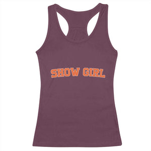 Showgirl Racerback Tank Top Retro Vintage Varsity Sports Orange Text TS10 Maroon Print Your Wear