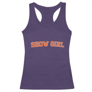 Showgirl Racerback Tank Top Retro Vintage Varsity Sports Orange Text TS10 Purple Print Your Wear
