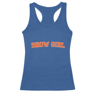 Showgirl Racerback Tank Top Retro Vintage Varsity Sports Orange Text TS10 Royal Blue Print Your Wear