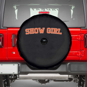 Showgirl Spare Tire Cover Retro Vintage Varsity Sports Orange Text TS10 Black Print Your Wear