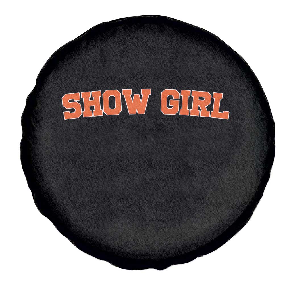 Showgirl Spare Tire Cover Retro Vintage Varsity Sports Orange Text TS10 Print Your Wear
