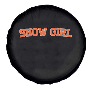 Showgirl Spare Tire Cover Retro Vintage Varsity Sports Orange Text TS10 Print Your Wear