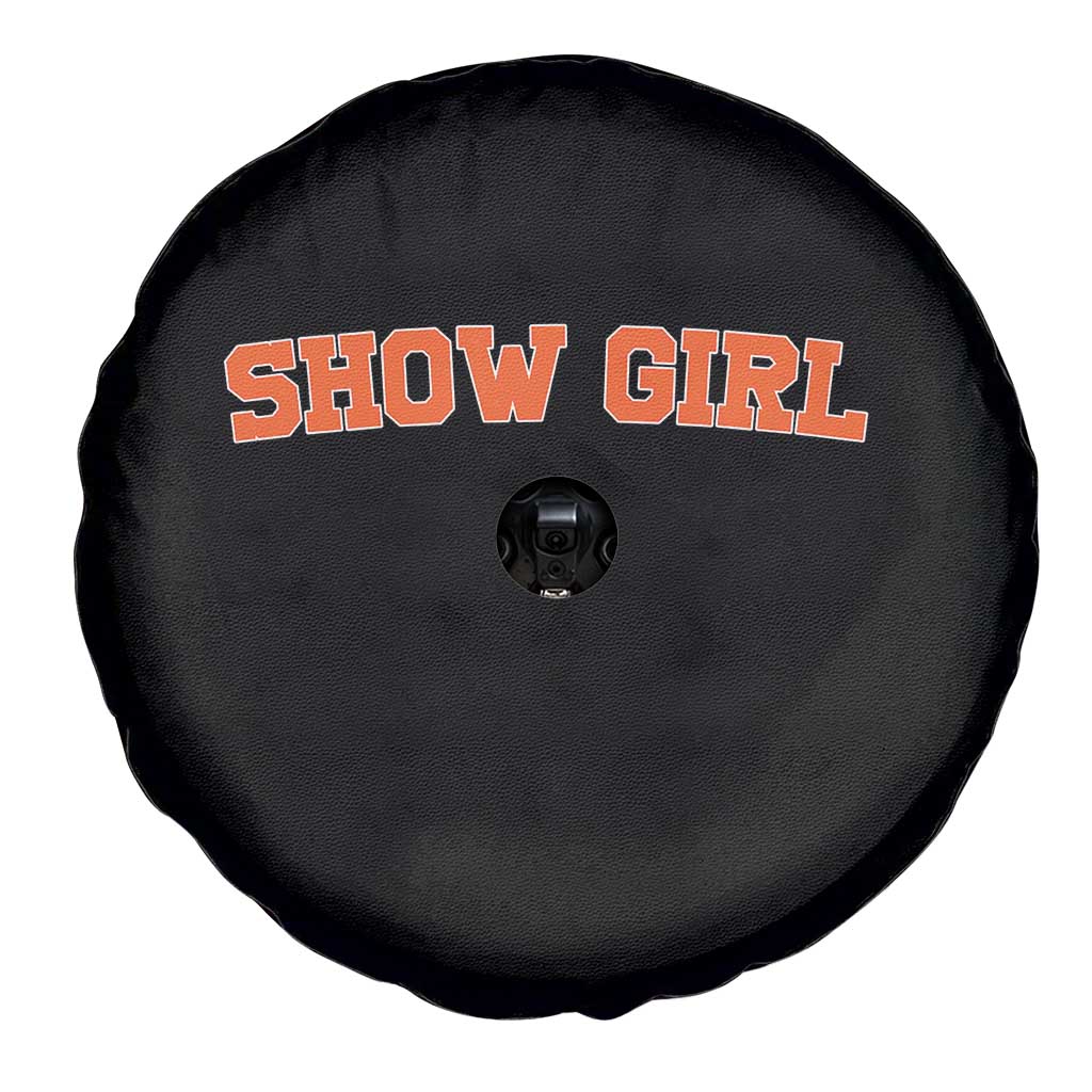 Showgirl Spare Tire Cover Retro Vintage Varsity Sports Orange Text TS10 Print Your Wear