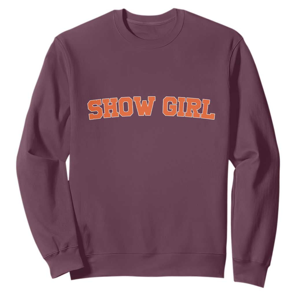 Showgirl Sweatshirt Retro Vintage Varsity Sports Orange Text TS10 Maroon Print Your Wear