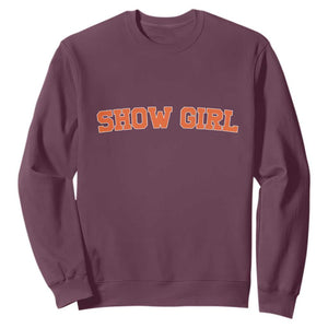 Showgirl Sweatshirt Retro Vintage Varsity Sports Orange Text TS10 Maroon Print Your Wear