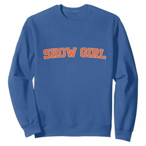 Showgirl Sweatshirt Retro Vintage Varsity Sports Orange Text TS10 Royal Blue Print Your Wear