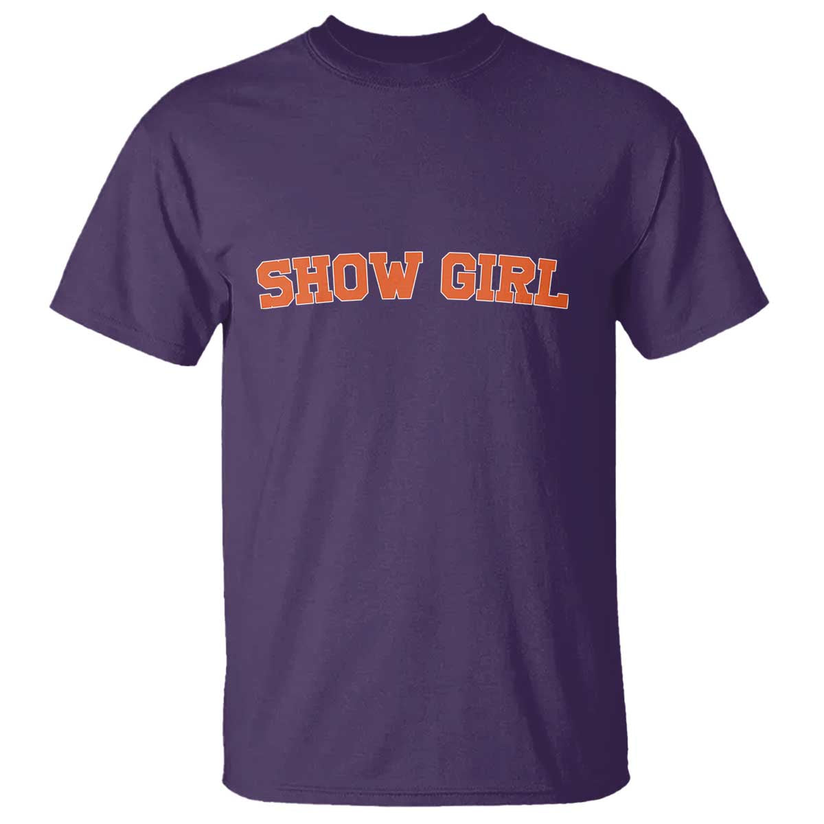 Showgirl T Shirt Retro Vintage Varsity Sports Orange Text TS10 Purple Print Your Wear