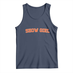 Showgirl Tank Top Retro Vintage Varsity Sports Orange Text TS10 Navy Print Your Wear