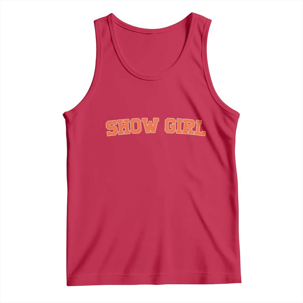 Showgirl Tank Top Retro Vintage Varsity Sports Orange Text TS10 Red Print Your Wear