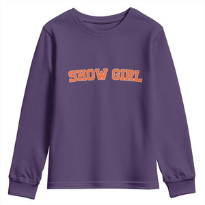 Showgirl Youth Sweatshirt Retro Vintage Varsity Sports Orange Text TS10 Purple Print Your Wear