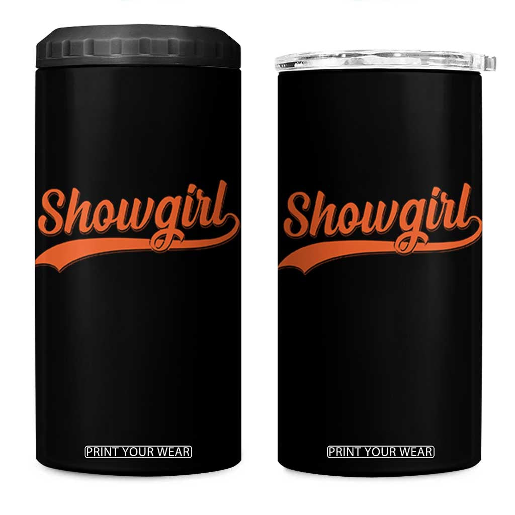 Showgirl 4 in 1 Can Cooler Tumbler Varsity Script Vintage Sports Jersey Style TS10 One Size: 16 oz Black Print Your Wear