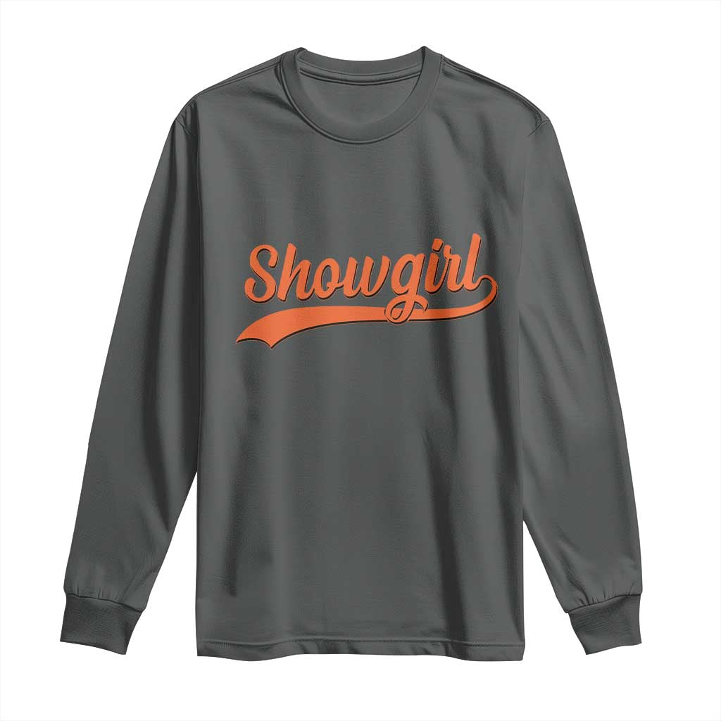 Showgirl Long Sleeve Shirt Varsity Script Vintage Sports Jersey Style TS10 Dark Heather Print Your Wear