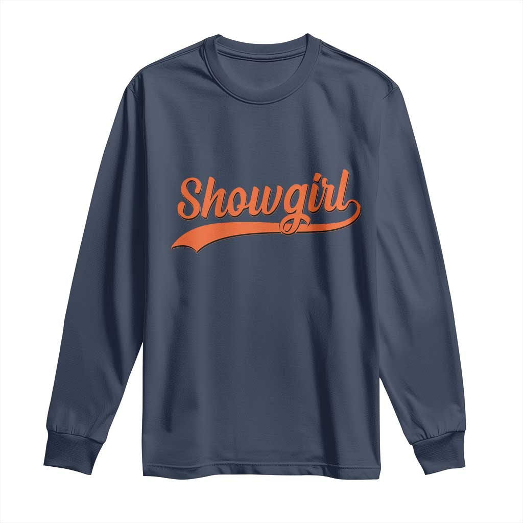 Showgirl Long Sleeve Shirt Varsity Script Vintage Sports Jersey Style TS10 Navy Print Your Wear