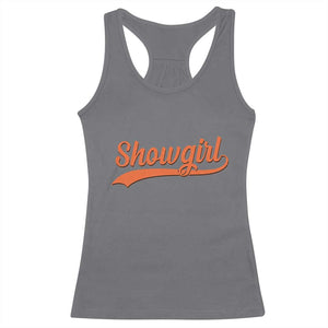 Showgirl Racerback Tank Top Varsity Script Vintage Sports Jersey Style TS10 Charcoal Print Your Wear