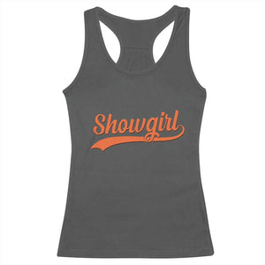 Showgirl Racerback Tank Top Varsity Script Vintage Sports Jersey Style TS10 Dark Heather Print Your Wear