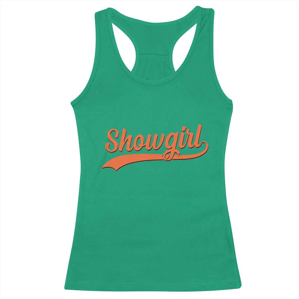 Showgirl Racerback Tank Top Varsity Script Vintage Sports Jersey Style TS10 Irish Green Print Your Wear