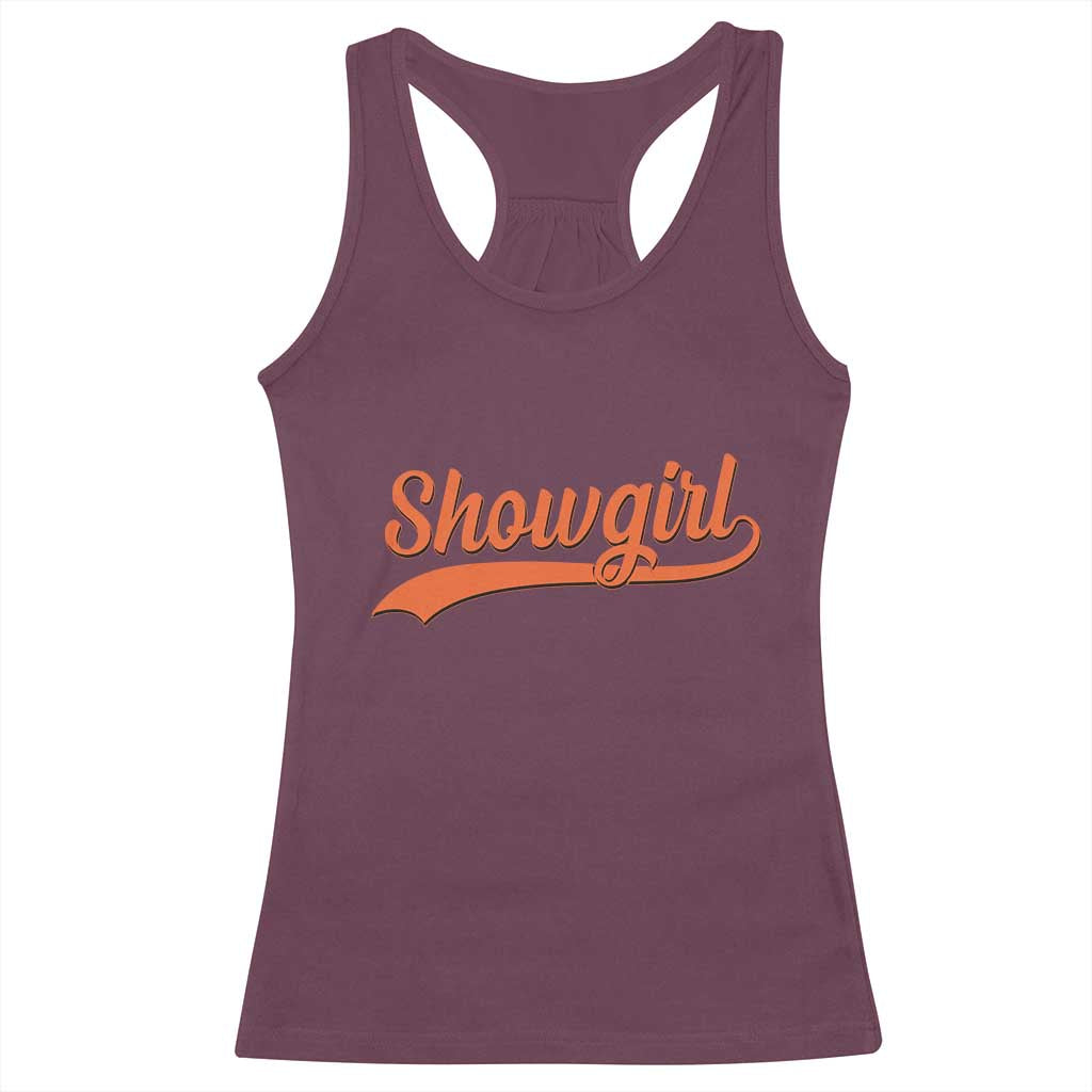 Showgirl Racerback Tank Top Varsity Script Vintage Sports Jersey Style TS10 Maroon Print Your Wear