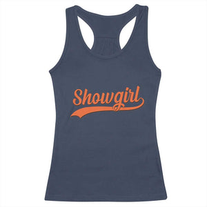 Showgirl Racerback Tank Top Varsity Script Vintage Sports Jersey Style TS10 Navy Print Your Wear