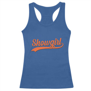 Showgirl Racerback Tank Top Varsity Script Vintage Sports Jersey Style TS10 Royal Blue Print Your Wear