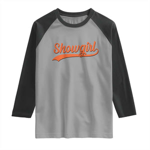 Showgirl Raglan Shirt Varsity Script Vintage Sports Jersey Style TS10 Sport Gray Black Print Your Wear