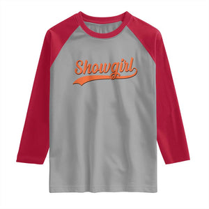 Showgirl Raglan Shirt Varsity Script Vintage Sports Jersey Style TS10 Sport Gray Red Print Your Wear