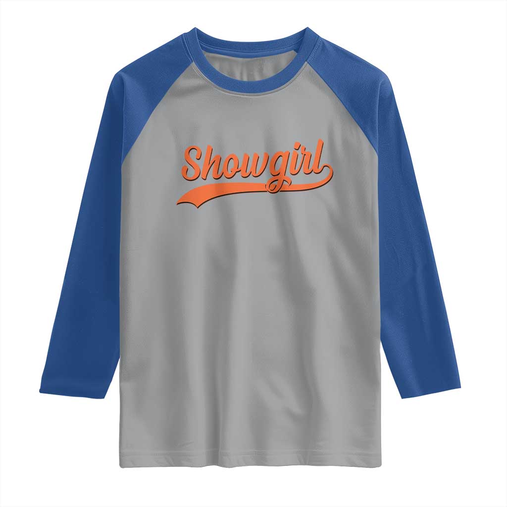Showgirl Raglan Shirt Varsity Script Vintage Sports Jersey Style TS10 Sport Gray Royal Print Your Wear
