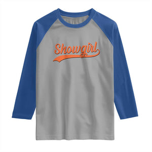 Showgirl Raglan Shirt Varsity Script Vintage Sports Jersey Style TS10 Sport Gray Royal Print Your Wear