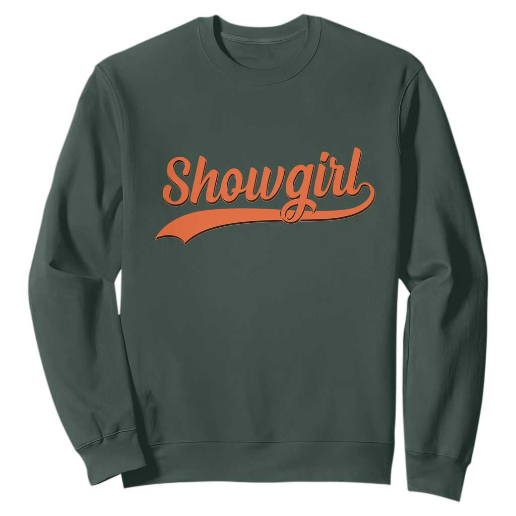 Showgirl Sweatshirt Varsity Script Vintage Sports Jersey Style TS10 Dark Forest Green Print Your Wear