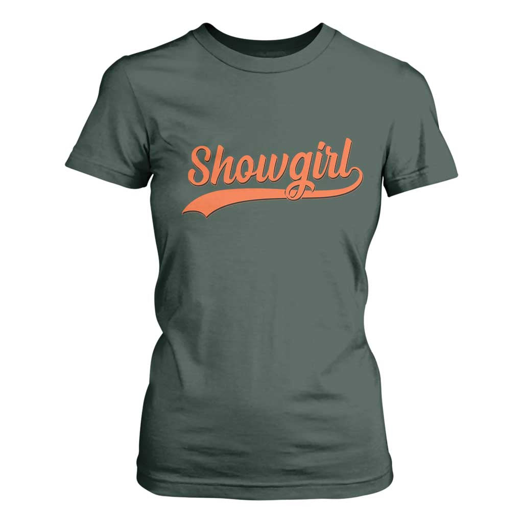 Showgirl T Shirt For Women Varsity Script Vintage Sports Jersey Style TS10 Dark Forest Green Print Your Wear