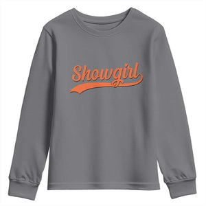 Showgirl Youth Sweatshirt Varsity Script Vintage Sports Jersey Style TS10 Charcoal Print Your Wear
