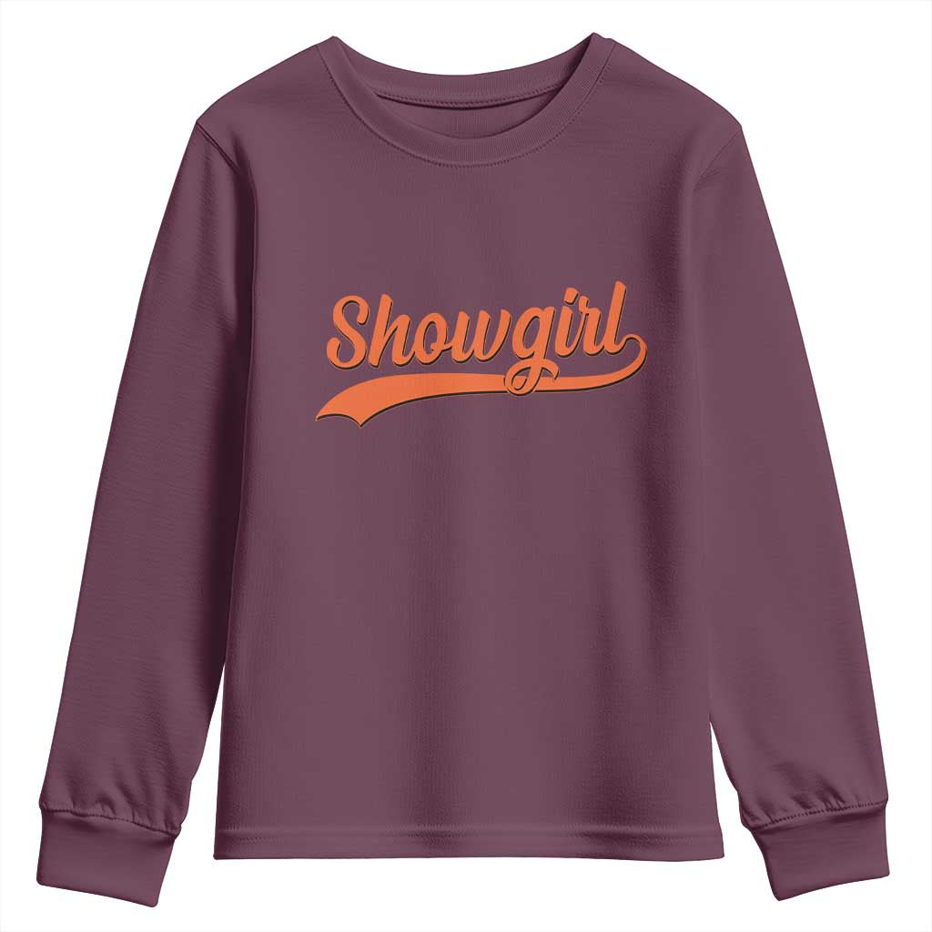 Showgirl Youth Sweatshirt Varsity Script Vintage Sports Jersey Style TS10 Maroon Print Your Wear